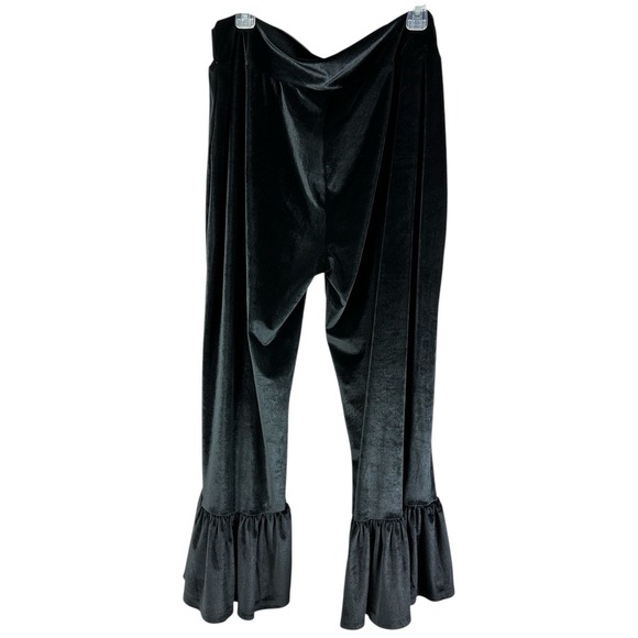 Matilda Jane Womens Black Velvet Cropped Wide-Leg Pants Ruffle Hem Elastic Waist - Picture 6 of 9